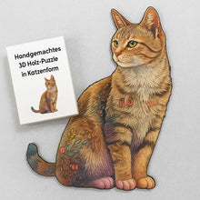 Lade das Bild in den Galerie-Viewer, Handgemachtes 3D Holz-Puzzle in Katzenform