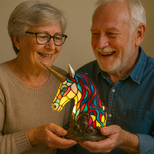 Lade das Bild in den Galerie-Viewer, LeuchtEinhorn - handgefertigte Lampe, die Herzen erstrahlen lässt

