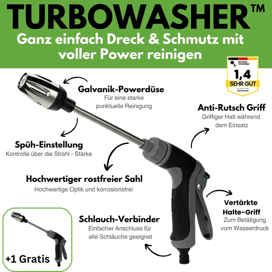 Turbowasher - Power-Hochdruckreiniger für jeden Gartenschlauch - Sonderaktion 1+1 Gratis