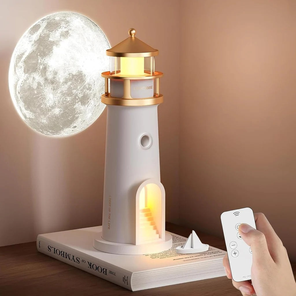 Magische Leuchtturm‑Lampe mit Mond­licht-Projektion
