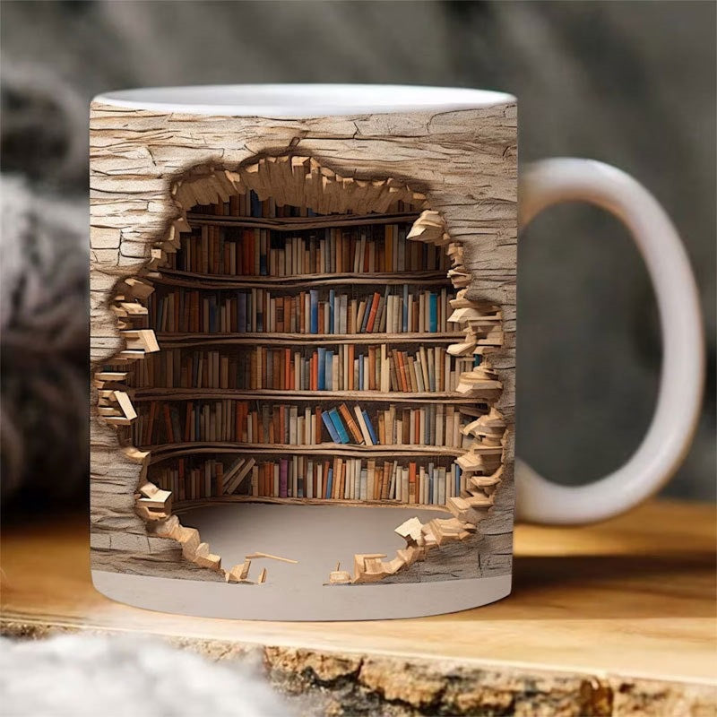 Handgemachte 3D Bücherwelten-Tasse